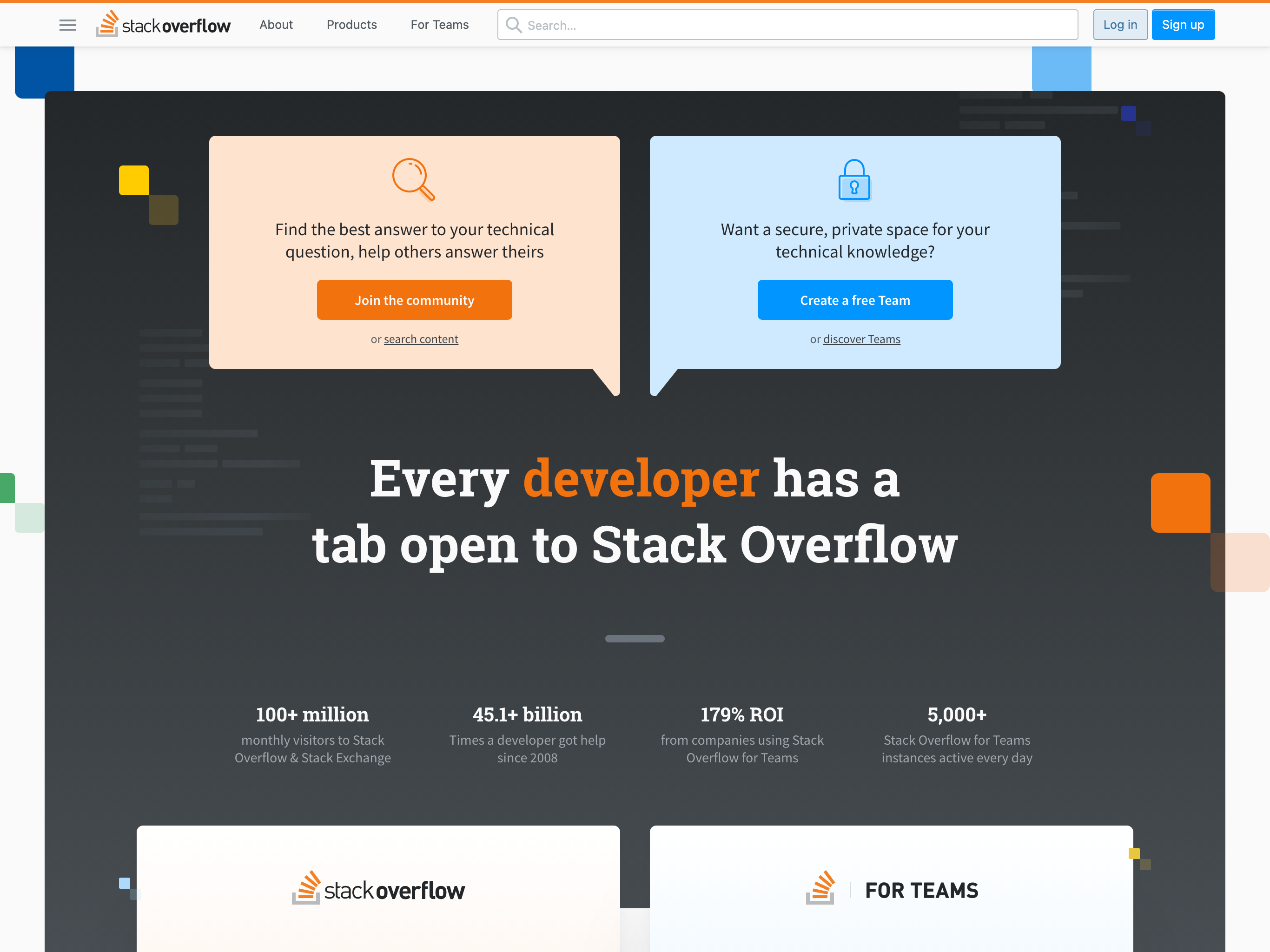 Screenshot of the StackOverflow homepage